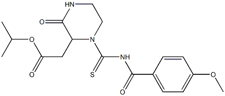 isopropyl 2-(1-{[(4-methoxybenzoyl)amino]carbothioyl}-3-oxo-2-piperazinyl)acetate Structure