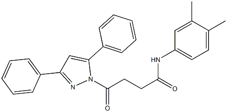 N-(3,4-dimethylphenyl)-4-(3,5-diphenyl-1H-pyrazol-1-yl)-4-oxobutanamide 구조식 이미지