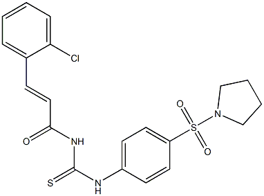 N-[(E)-3-(2-chlorophenyl)-2-propenoyl]-N'-[4-(1-pyrrolidinylsulfonyl)phenyl]thiourea Structure