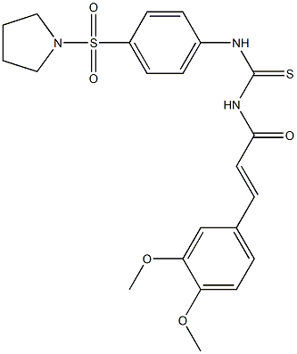 N-[(E)-3-(3,4-dimethoxyphenyl)-2-propenoyl]-N'-[4-(1-pyrrolidinylsulfonyl)phenyl]thiourea 구조식 이미지