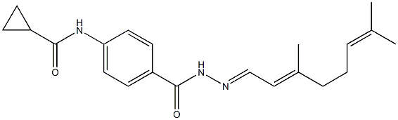 N-[4-({2-[(E,2E)-3,7-dimethyl-2,6-octadienylidene]hydrazino}carbonyl)phenyl]cyclopropanecarboxamide Structure