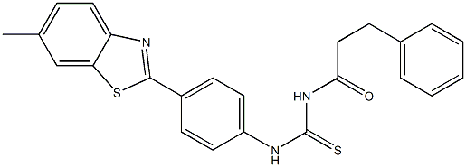 N-[4-(6-methyl-1,3-benzothiazol-2-yl)phenyl]-N'-(3-phenylpropanoyl)thiourea Structure