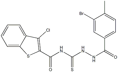 N-{[2-(3-bromo-4-methylbenzoyl)hydrazino]carbothioyl}-3-chloro-1-benzothiophene-2-carboxamide Structure