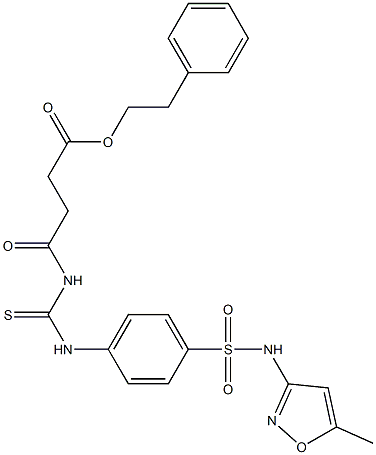 phenethyl 4-{[(4-{[(5-methyl-3-isoxazolyl)amino]sulfonyl}anilino)carbothioyl]amino}-4-oxobutanoate Structure