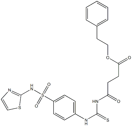 phenethyl 4-oxo-4-[({4-[(1,3-thiazol-2-ylamino)sulfonyl]anilino}carbothioyl)amino]butanoate 구조식 이미지