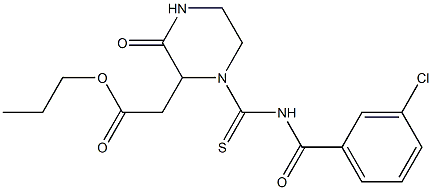 propyl 2-(1-{[(3-chlorobenzoyl)amino]carbothioyl}-3-oxo-2-piperazinyl)acetate 구조식 이미지