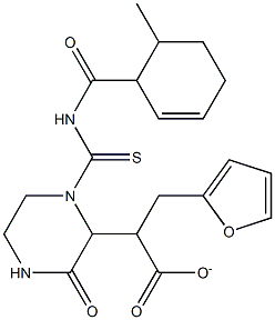 tetrahydro-2-furanylmethyl 2-(1-{[(2-methylbenzoyl)amino]carbothioyl}-3-oxo-2-piperazinyl)acetate 구조식 이미지