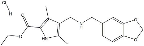 ethyl 4-{[(1,3-benzodioxol-5-ylmethyl)amino]methyl}-3,5-dimethyl-1H-pyrrole-2-carboxylate hydrochloride Structure