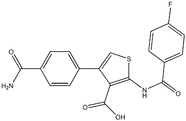 4-(4-Carbamoyl-phenyl)-2-(4-fluoro-benzoylamino)-thiophene-3-carboxylic acid Structure