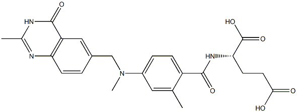 (2S)-2-[2-Methyl-4-[N-[(3,4-dihydro-2-methyl-4-oxoquinazolin)-6-ylmethyl]-N-methylamino]benzoylamino]glutaric acid 구조식 이미지