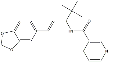 N-[(E)-1-(3,4-Methylenedioxyphenyl)-4,4-dimethyl-1-penten-3-yl]-1-methyl-1,4-dihydro-3-pyridinecarboxamide 구조식 이미지