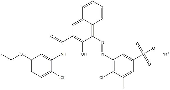 4-Chloro-3-methyl-5-[[3-[[(2-chloro-5-ethoxyphenyl)amino]carbonyl]-2-hydroxy-1-naphtyl]azo]benzenesulfonic acid sodium salt 구조식 이미지