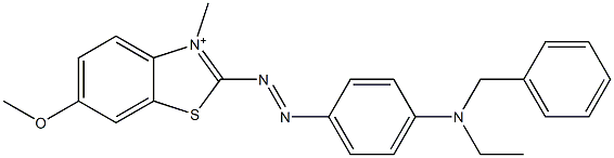 2-[4-(N-Ethyl-N-benzylamino)phenylazo]-3-methyl-6-methoxybenzothiazol-3-ium 구조식 이미지