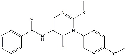 3-(4-Methoxyphenyl)-2-methylthio-5-benzoylaminopyrimidin-4(3H)-one Structure