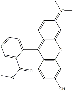 N-[6-Hydroxy-9-[2-(methoxycarbonyl)phenyl]-3H-xanthen-3-ylidene]-N-methylmethanaminium 구조식 이미지