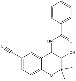 4-Benzoylamino-3,4-dihydro-3-hydroxy-2,2-dimethyl-2H-1-benzopyran-6-carbonitrile 구조식 이미지