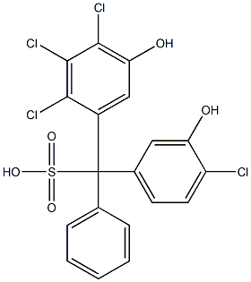 (4-Chloro-3-hydroxyphenyl)(2,3,4-trichloro-5-hydroxyphenyl)phenylmethanesulfonic acid 구조식 이미지