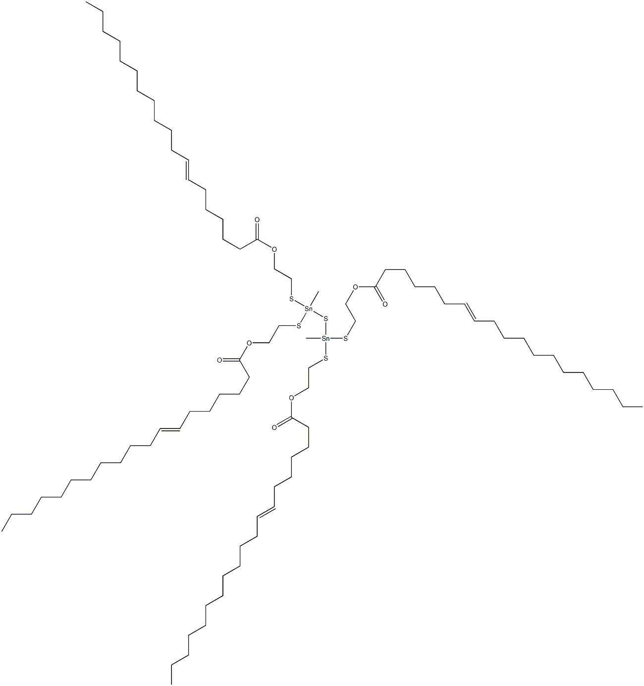 Bis[methylbis[[2-(6-octadecenylcarbonyloxy)ethyl]thio]stannyl] sulfide Structure