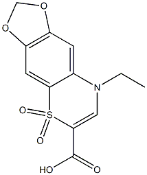 4-Ethyl-6,7-(methylenedioxy)-4H-1,4-benzothiazine-2-carboxylic acid 1,1-dioxide 구조식 이미지