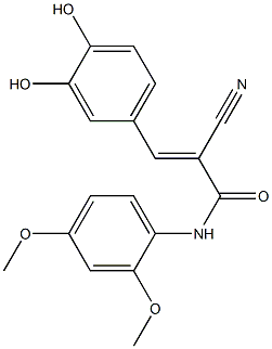 2-Cyano-3-(3,4-dihydroxyphenyl)-N-(2,4-dimethoxyphenyl)acrylamide 구조식 이미지