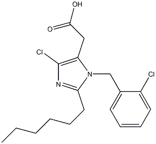 4-Chloro-2-hexyl-1-(2-chloro-benzyl)-1H-imidazole-5-acetic acid 구조식 이미지