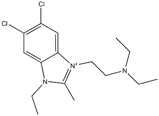 5,6-Dichloro-3-[2-(diethylamino)ethyl]-1-ethyl-2-methyl-1H-benzimidazol-3-ium 구조식 이미지