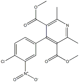 2,6-Dimethyl-4-(4-chloro-3-nitrophenyl)pyridine-3,5-dicarboxylic acid dimethyl ester 구조식 이미지