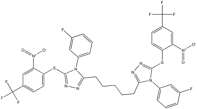5,5'-(1,5-Pentanediyl)bis[4-(3-fluorophenyl)-3-(2-nitro-4-trifluoromethylphenylthio)-4H-1,2,4-triazole] Structure