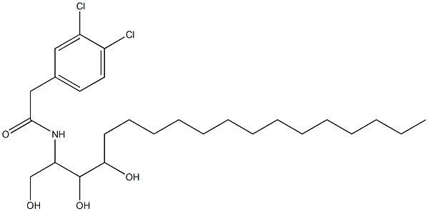 N-[2,3-Dihydroxy-1-(hydroxymethyl)heptadecyl]-3,4-dichlorobenzeneacetamide 구조식 이미지