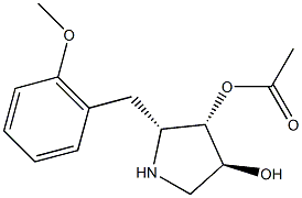 (2R,3S,4S)-2-(6-Methoxybenzyl)pyrrolidine-3,4-diol 3-acetate 구조식 이미지