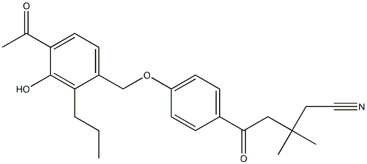 5-[4-(4-Acetyl-3-hydroxy-2-propylbenzyloxy)phenyl]-5-oxo-3,3-dimethylpentanenitrile Structure