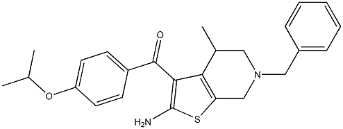 2-Amino-3-(4-isopropyloxybenzoyl)-4,5,6,7-tetrahydro-4-methyl-6-benzylthieno[2,3-c]pyridine Structure