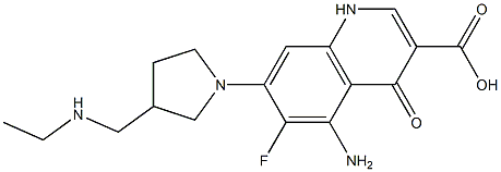 5-Amino-6-fluoro-1,4-dihydro-4-oxo-7-[3-(ethylaminomethyl)-1-pyrrolidinyl]quinoline-3-carboxylic acid 구조식 이미지