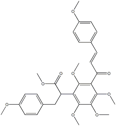 3-(4-Methoxyphenyl)-2-[2,4,5,6-tetramethoxy-3-[3-(4-methoxyphenyl)-1-oxo-2-propenyl]phenyl]propionic acid methyl ester 구조식 이미지