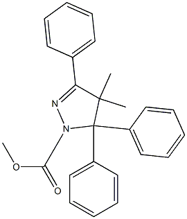 4,5-Dihydro-4,4-dimethyl-3,5,5-triphenyl-1H-pyrazole-1-carboxylic acid methyl ester 구조식 이미지