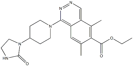 1-[4-(2-Oxoimidazolidin-1-yl)piperidino]-5,7-dimethylphthalazine-6-carboxylic acid ethyl ester 구조식 이미지