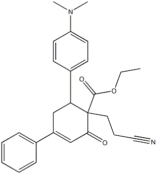 6-(4-Dimethylaminophenyl)-1-(2-cyanoethyl)-2-oxo-4-phenyl-3-cyclohexene-1-carboxylic acid ethyl ester Structure