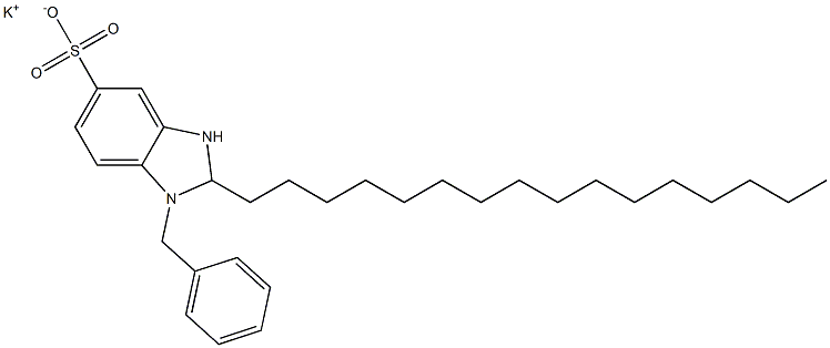 1-Benzyl-2,3-dihydro-2-hexadecyl-1H-benzimidazole-5-sulfonic acid potassium salt 구조식 이미지