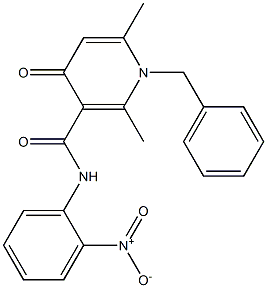 N-(2-Nitrophenyl)-1-benzyl-2,6-dimethyl-4-oxo-1,4-dihydro-3-pyridinecarboxamide 구조식 이미지