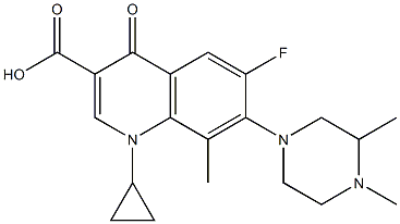 1-Cyclopropyl-6-fluoro-8-methyl-1,4-dihydro-7-(3,4-dimethylpiperazin-1-yl)-4-oxoquinoline-3-carboxylic acid 구조식 이미지