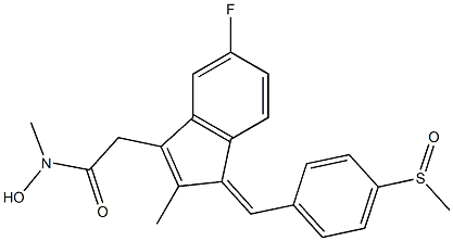 [5-Fluoro-2-methyl-1-[(Z)-4-methylsulfinylbenzylidene]-1H-inden-3-yl]-N-methylacetohydroxamic acid Structure