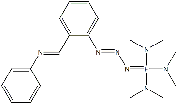 1-[2-(Phenyliminomethyl)phenyl]-3-[tris(dimethylamino)phosphoranylidene]triazene 구조식 이미지
