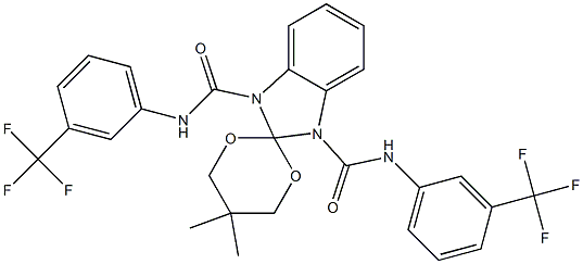 N,N'-Bis(3-trifluoromethylphenyl)-5',5'-dimethylspiro[1H-benzimidazole-2(3H),2'-[1,3]dioxane]-1,3-dicarboxamide 구조식 이미지