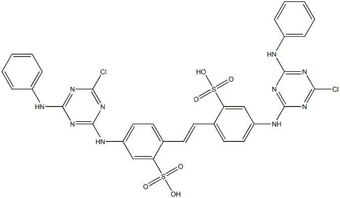 4,4'-Bis(4-anilino-6-chloro-1,3,5-triazin-2-ylamino)-2,2'-stilbenedisulfonic acid 구조식 이미지