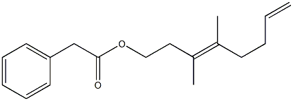 Phenylacetic acid 3,4-dimethyl-3,7-octadienyl ester 구조식 이미지