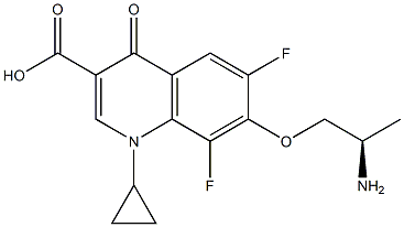 7-[(R)-2-Aminopropoxy]-1-cyclopropyl-6,8-difluoro-1,4-dihydro-4-oxoquinoline-3-carboxylic acid 구조식 이미지