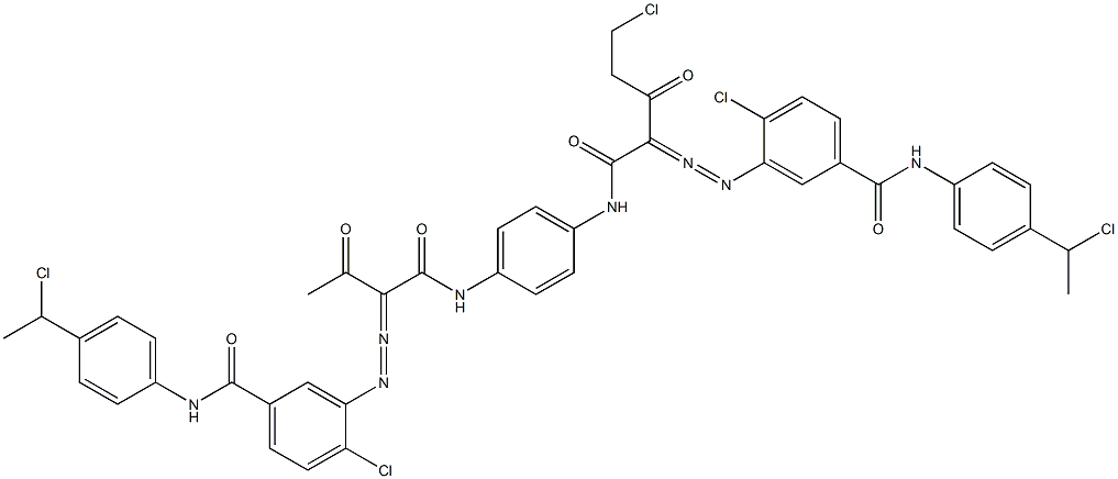 3,3'-[2-(Chloromethyl)-1,4-phenylenebis[iminocarbonyl(acetylmethylene)azo]]bis[N-[4-(1-chloroethyl)phenyl]-4-chlorobenzamide] 구조식 이미지