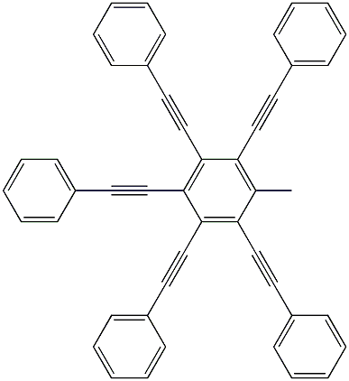 1-Methyl-2,3,4,5,6-pentakis(phenylethynyl)benzene 구조식 이미지