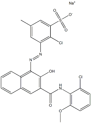 2-Chloro-5-methyl-3-[[3-[[(2-chloro-6-methoxyphenyl)amino]carbonyl]-2-hydroxy-1-naphtyl]azo]benzenesulfonic acid sodium salt Structure