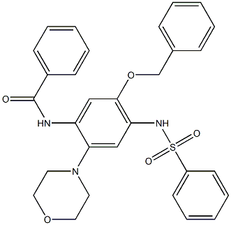 N-[5-Benzyloxy-2-morpholino-4-phenylsulfonylaminophenyl]benzamide 구조식 이미지